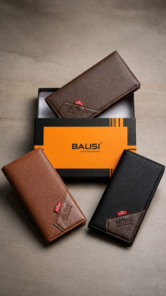 BALISI Premium Leather Long Wallet with Gift Box – Men's Luxury Bifold Wallet