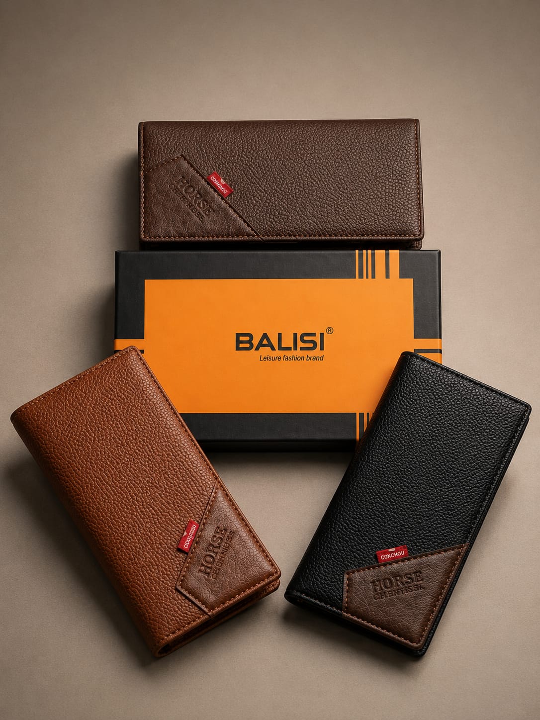 BALISI Premium Leather Long Wallet with Gift Box – Men's Luxury Bifold Wallet