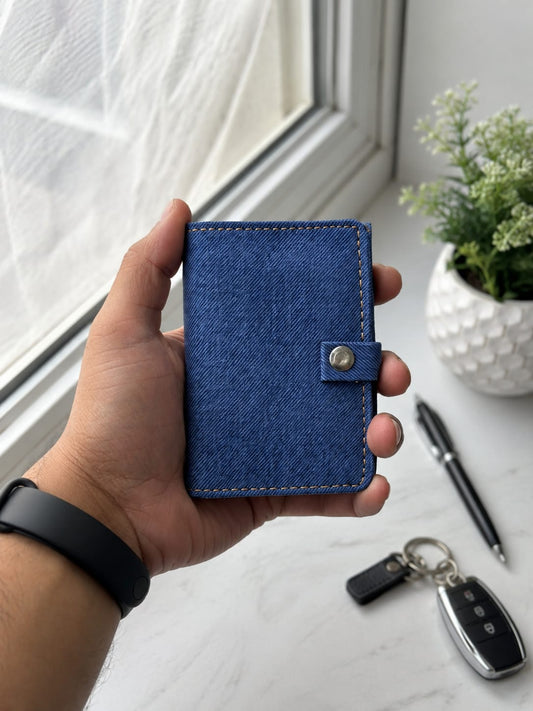 Premium RFID Blocking Pop-Up Card Holder Wallet – Slim Metal Wallet for Men (Blue)