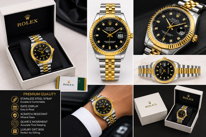 Rolex Style Premium Date Display Men's Watch With Luxury Gift Box | Free Delivery by Luxurious Hub