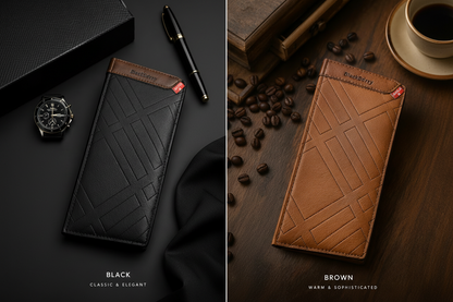 BlackBerry Premium Long Wallet for Men – Luxury Leather Wallet with Multiple Card Slots & Cash Compartments