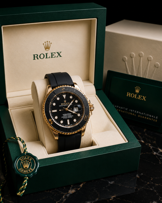 Luxury Black & Rose Gold Rotating Bezel Waterproof Watch