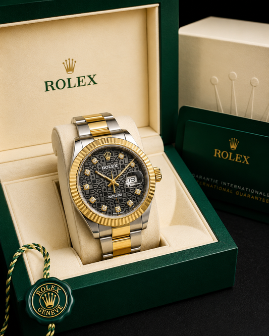 Luxury Gold & Silver Printed Dial Waterproof Watch