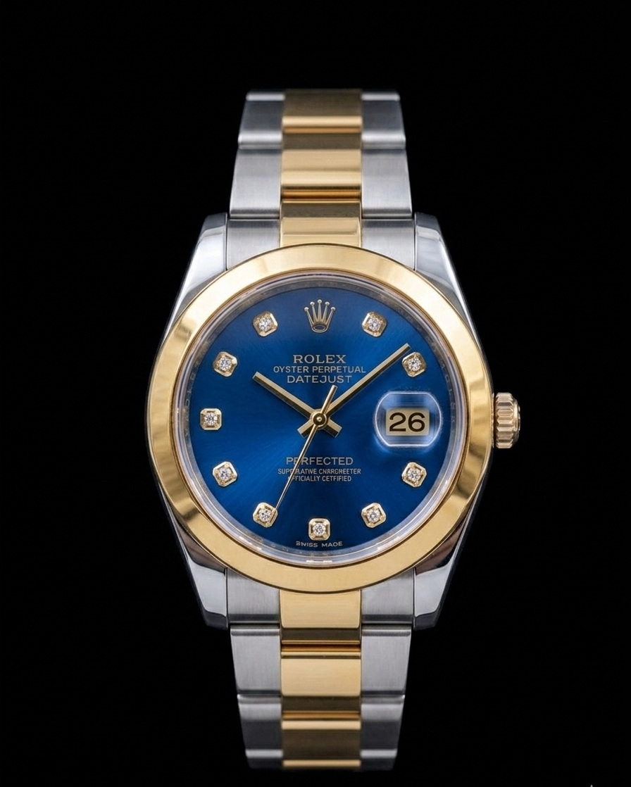 Luxury Blue & Gold Waterproof Stainless Steel Watch