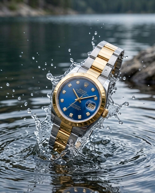Luxury Blue & Gold Waterproof Stainless Steel Watch