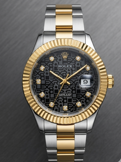 Luxury Gold & Silver Printed Dial Waterproof Watch