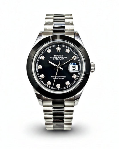 Luxury Blue & Black Dual Tone Stainless Steel Automatic Watch