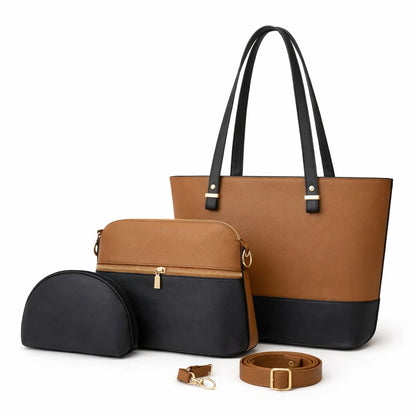 Luxurious Hub™ Premium 3 Piece Ladies Handbag Set – Elegant Tote, Crossbody & Makeup Pouch | Available in 6 Stunning Colors