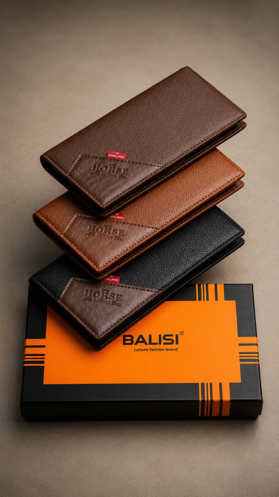 BALISI Premium Leather Long Wallet with Gift Box – Men's Luxury Bifold Wallet