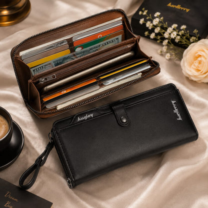 Premium Men's Long Wallet – Luxury Leather Zip Around Clutch Wallet