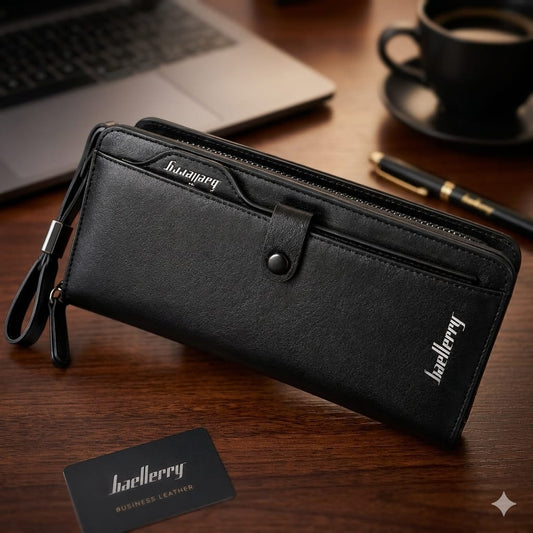 Premium Men's Long Wallet – Luxury Leather Zip Around Clutch Wallet