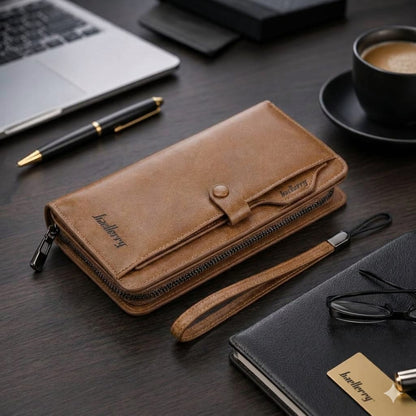 Premium Men's Long Wallet – Luxury Leather Zip Around Clutch Wallet