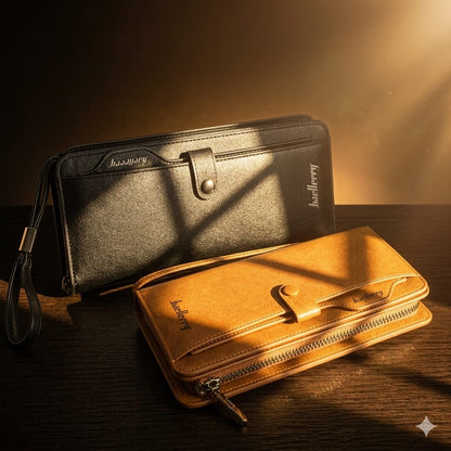 Premium Men's Long Wallet – Luxury Leather Zip Around Clutch Wallet