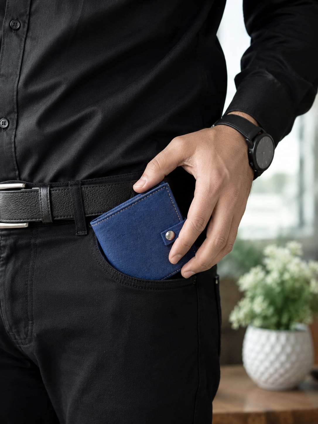 Premium RFID Blocking Pop-Up Card Holder Wallet – Slim Metal Wallet for Men (Blue)